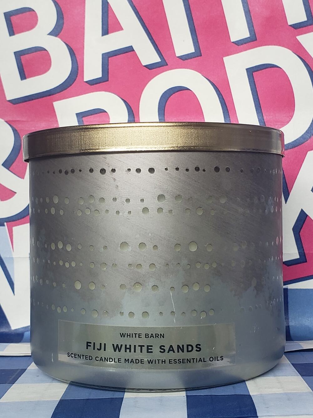 BBW Fiji White Sands Shine Through Jar Large 3 Wick Candle Home Fragrance Decor